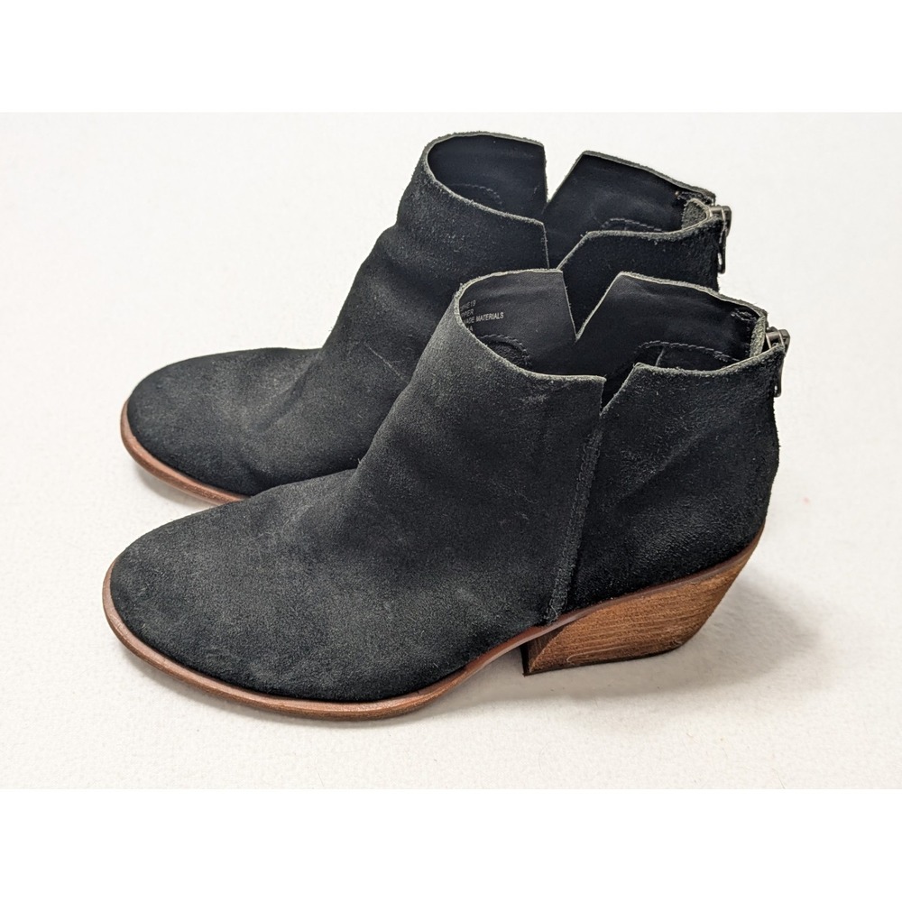 Kork-Ease Booties Heeled Ankle Chandra Black Leather Suede Zip Up Women's Sz 6.5